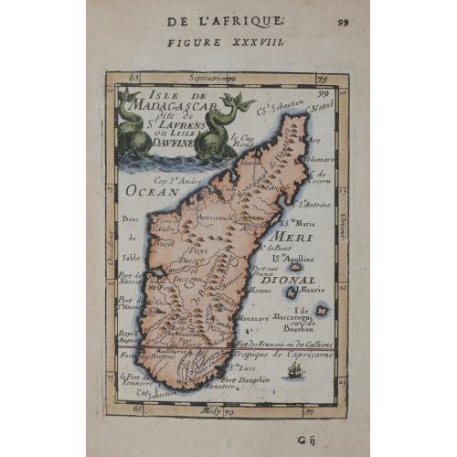 Old map image download for Isle de Madagascar dite de St Laurens ou L'isle Daufine.