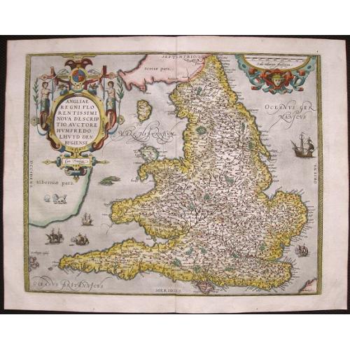 Old map image download for Angliae Regni flo: rentissimi nova descriptio, auctore Humfredo Lhuyd.
