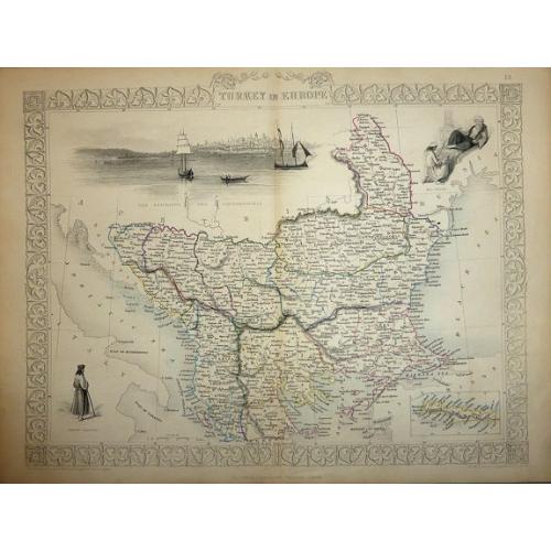 Rare, antique map of Turkey in Europe.