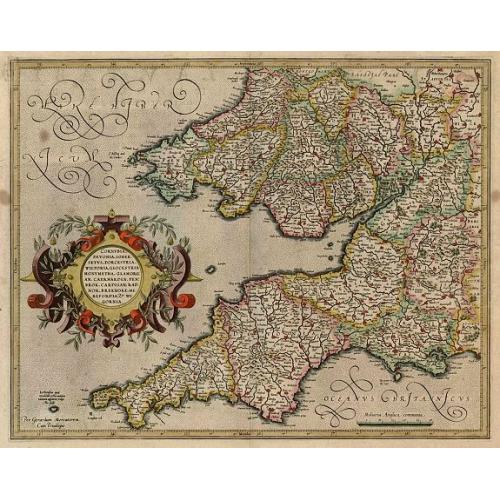 Old map image download for Cornubia, Devonia, Somersetus, Dorcestria, Wiltonia, Glocestria, Monumetha, Glamorgan,..