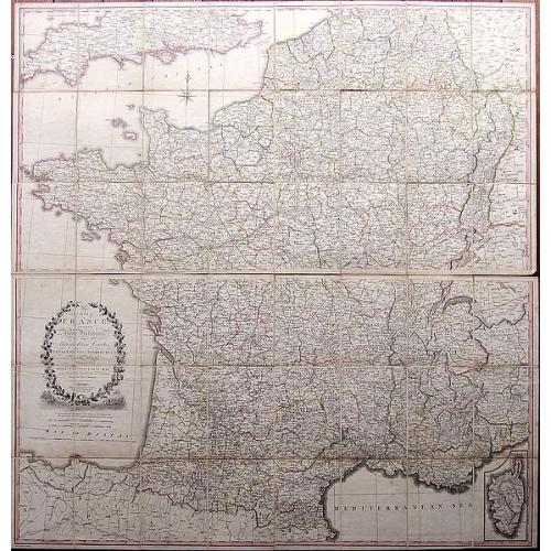 Old map image download for A Correct Map of France according to the New Divisions into Metropolitan Circles, Departments and Districts as decreed by the National Assembly, January 15th 1790 from a reduced copy of M. Cassini's large map...