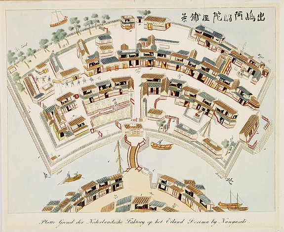 451/501:Deshima Plattegrond der Nederlandse Faktory op het Eiland Desima..