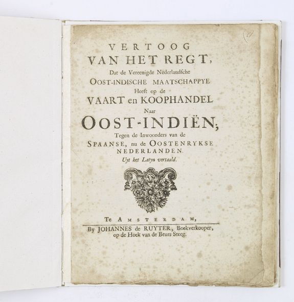 1441/300:VOC Vertoog van het regt, Dat de Vereenigde Nederlandsche Oost-Indische maatschappye Heeft op de Vaart en Koophandel naar Oost-Indiën, Tegen de inwooners van de Spaanse, nu de Oostenrykse Nederlanden.
