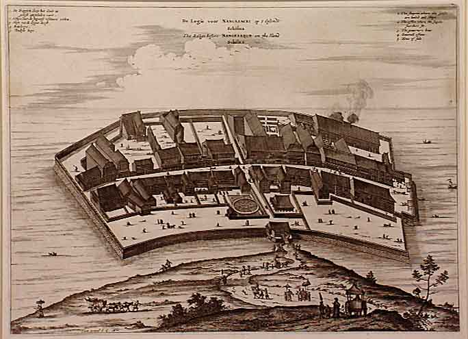 2248/501:Deshima De logie voor Nangasacki op 't Eylandt Schisma.