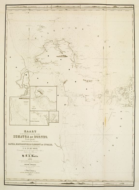 23240/300:VOC Kaart van de vaarwaters en eilanden tusschen Sumatra en Borneo..
