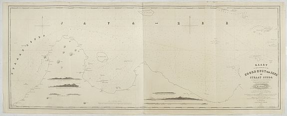 23241/305:Batavia Kaart van een gedeelte van de Noord Kust van Java en Straat Sunda van Tanjong Kaik tot den vierden hoek bij Anjer..