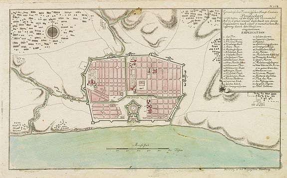 28101/310:Pondicherry Grundriss des franzosischen Haupt Comtoirs Pondicheri. . .