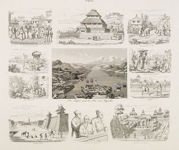 28105/501:Deshima Der Hafen und die Bai von Nagasaki.