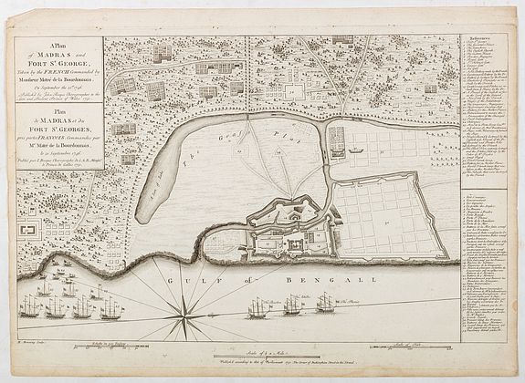 29412/260:IndiaCompany A Plan of Madras and Fort St. George, Taken by the French, Commanded by Monsieur Martre de la Bourdonnais. / Plan de Madras et du Fort St. Georges, pris parles Francois, Commandes par Mr. Matre de la Bourdonnais