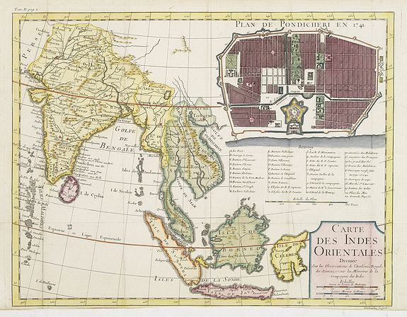 30256/310:Pondicherry Carte des Indes orientales dressee sur les observations de l'Academie Royale des Sciences, et sur les memoires de la Compagnie des Indes.