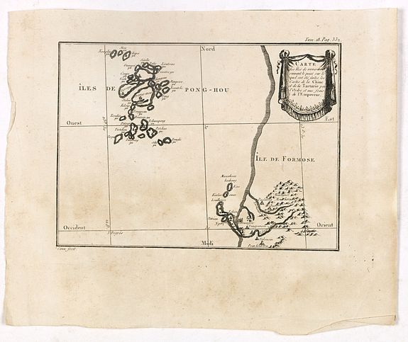 37424/600:Taiwan Carte des Iles de Ponghou suivant le point sur lequel ont été faites les cartes de la Chine et de la Tartarie par l'ordre et aux frais de l'empereur. . .