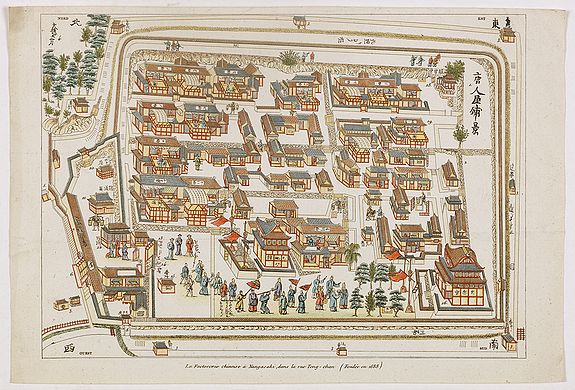40451/501:Deshima La factorerie chinoise a nagasaki, dans la rue Teng-chan (fondée en 1688).