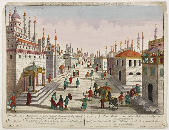 PROBST, G.B.&nbsp;-&nbsp;Prospectus, quem Solimanni et Mohameti. . . - Vue aupres de la Mosquee du Sultan Soliman, et de Mohamet . . .