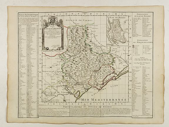 DELISLE, G.&nbsp;-&nbsp;Carte du Diocese de Beziers . . .