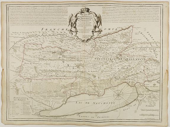DE L'ISLE, G.&nbsp;-&nbsp;Carte de la souveraineté de Neuchatel et Vallangin.