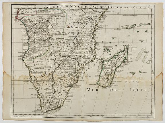 DE L'ISLE.&nbsp;-&nbsp;Carte du Congo et du Pays des Cafres.