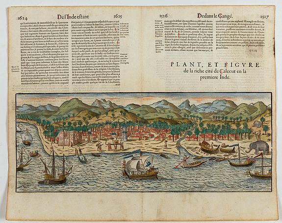 48421/309:India Plan, et figure de la riche cité de Calecut en la premiere Inde.