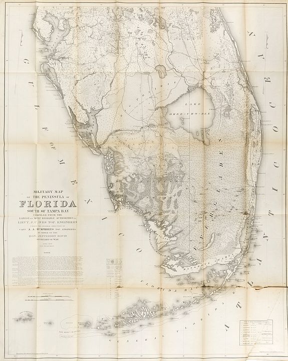Military Map of the Peninsula of Florida South of Tampa Ba