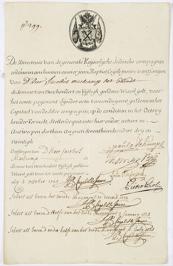 62651/320:OstendCompany Very rare share in the Ostend Company.