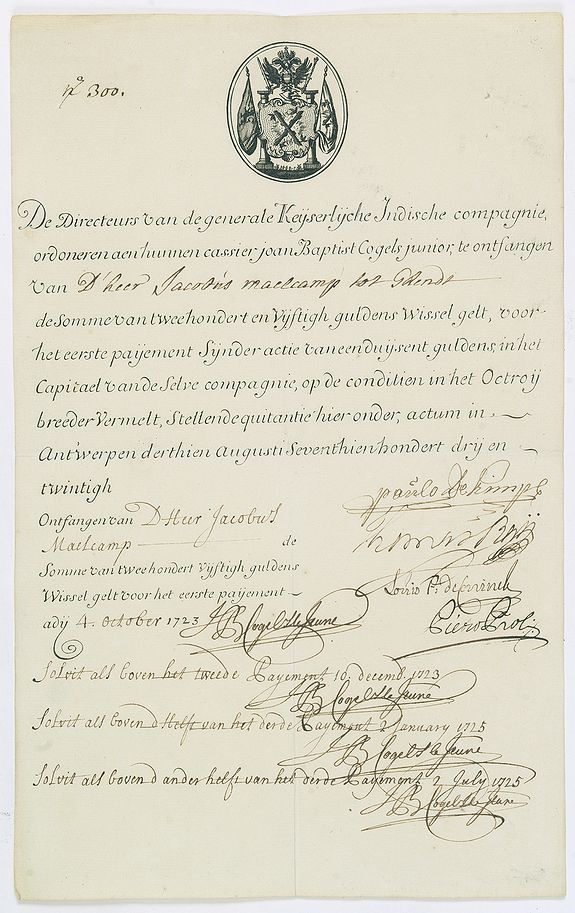 62652/320:OstendCompany Very rare share in the Ostend Company.