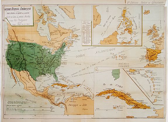 MEYER-VAN LOO, F. - Guerre Hispano-Américaine.. Carte de Cuba, des petites Antilles et des Iles Philippines.
