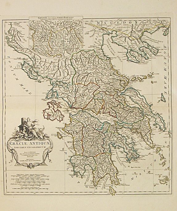 Graeciae Antiquae specimen geographicum. MDCCLXII. Graeciae Partes Borealis