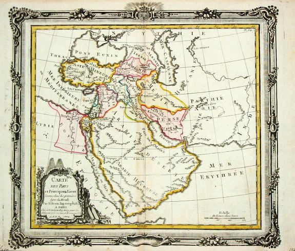 Carte des Pays et Principaux Lieux Connus dans les premiers ages du Monde.