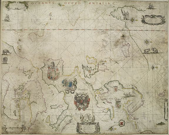 Willem Blaeu Europe wall map on vellum