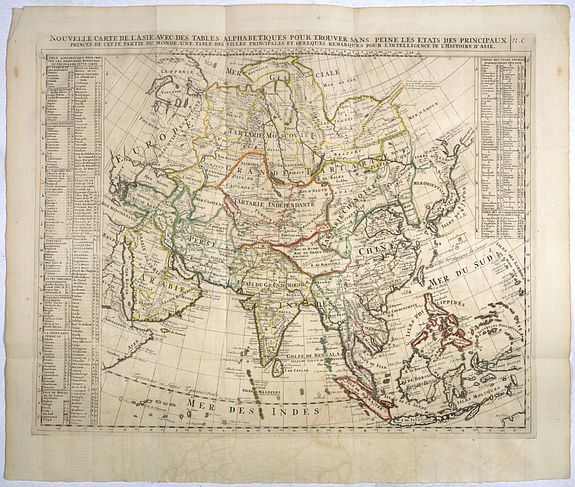 Chatelainh Nouvelle Carte De Lasie Avec Des Tables Alphabetiques Pour Trouver Sans Peine Les Etats Des Principaux Princes De Cette Partie Du