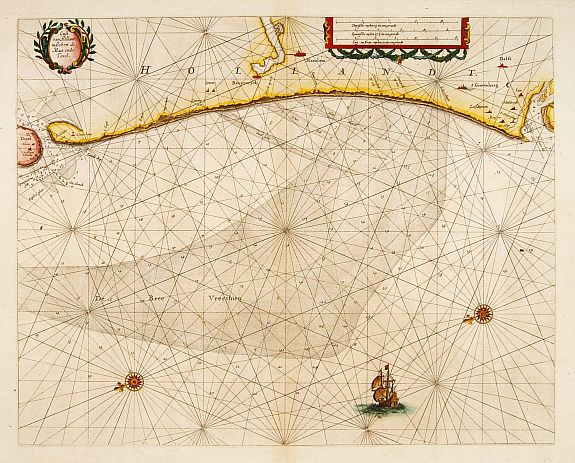 GOOS,P., Cust van Hollant tusschen de Maes ende Texel., antique map, old maps