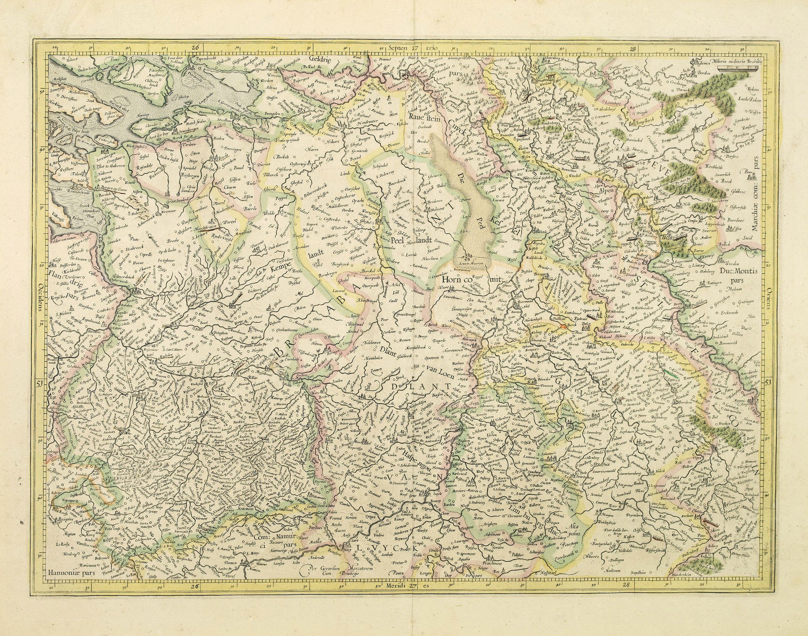 MERCATOR, G., Brabantia, Gulick et Cleve., antique map, old maps