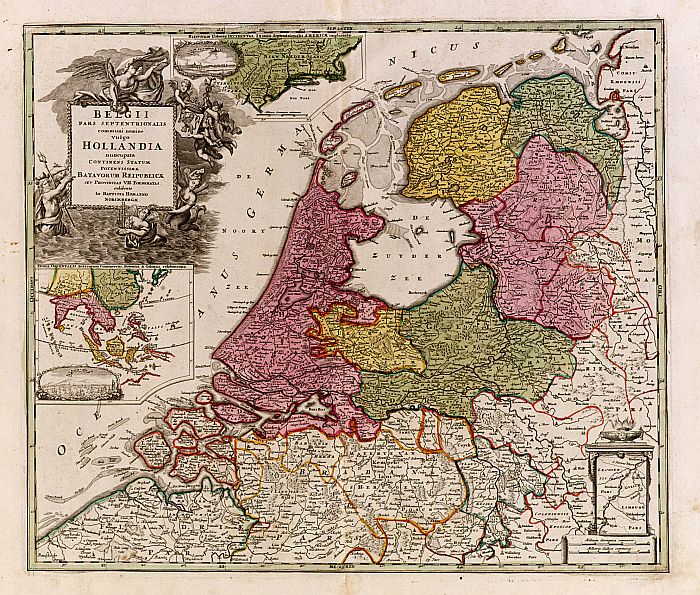 HOMANN,J.B., Belgii pars Septentrionalis vulgo Hollandia.., antique map, old maps