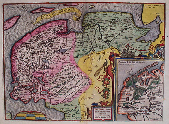 ORTELIUS,A., Frisia Occidentalis., antique map, old maps