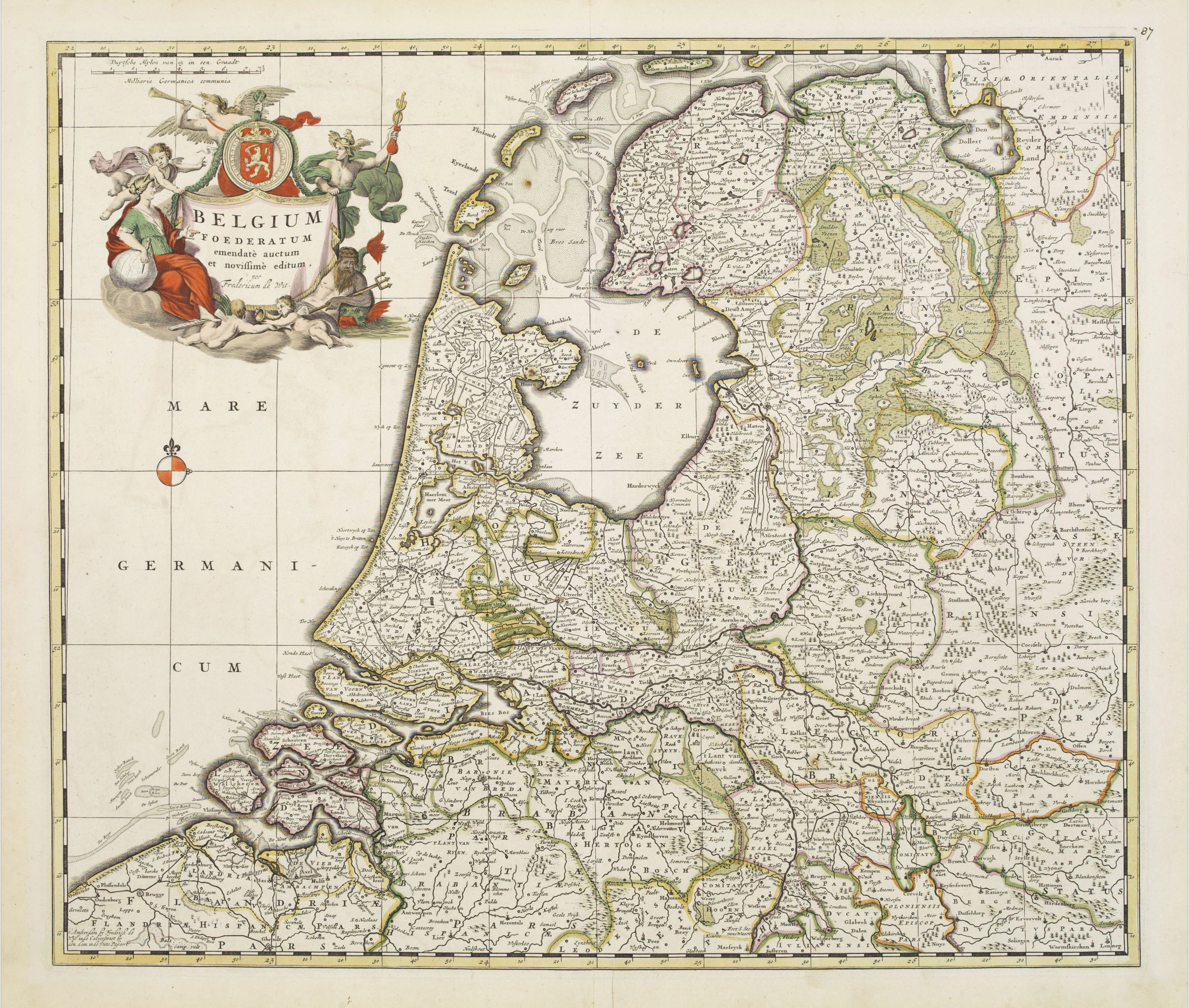DE WIT, F., Belgium Foederatum emendate auctum et novissime editum., antique map, old maps