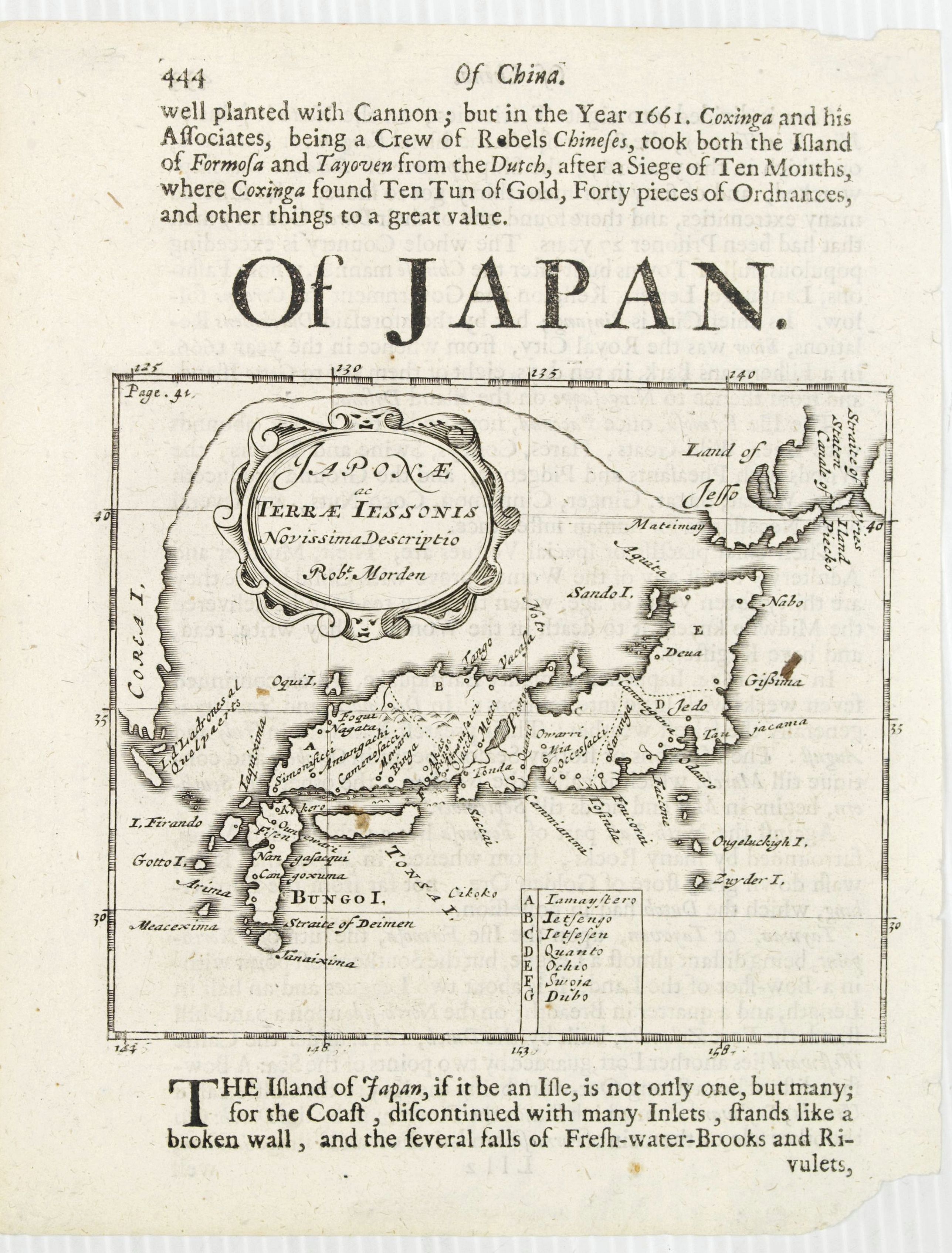 MORDEN, R., Japonae ac Terrae Iessonis Novissima Descriptio., antique map, old maps