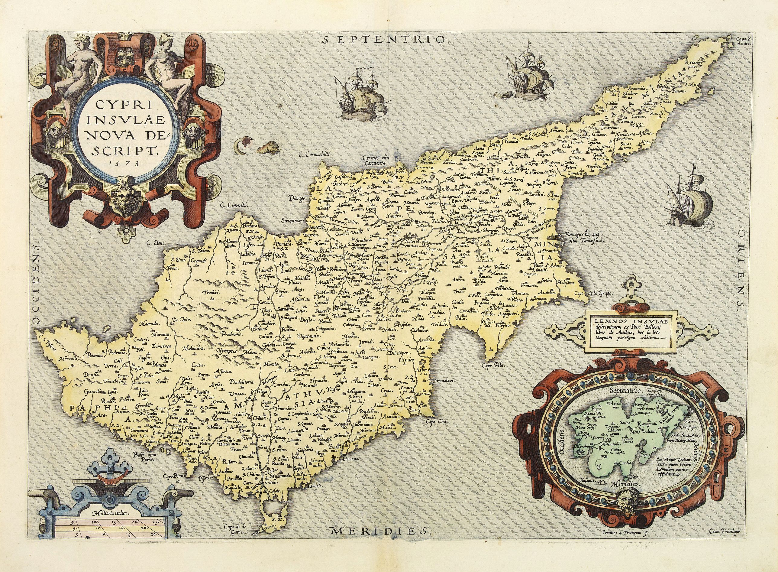 ORTELIUS, A., Cypri Insulae Nova descript. 1573., antique map, old maps