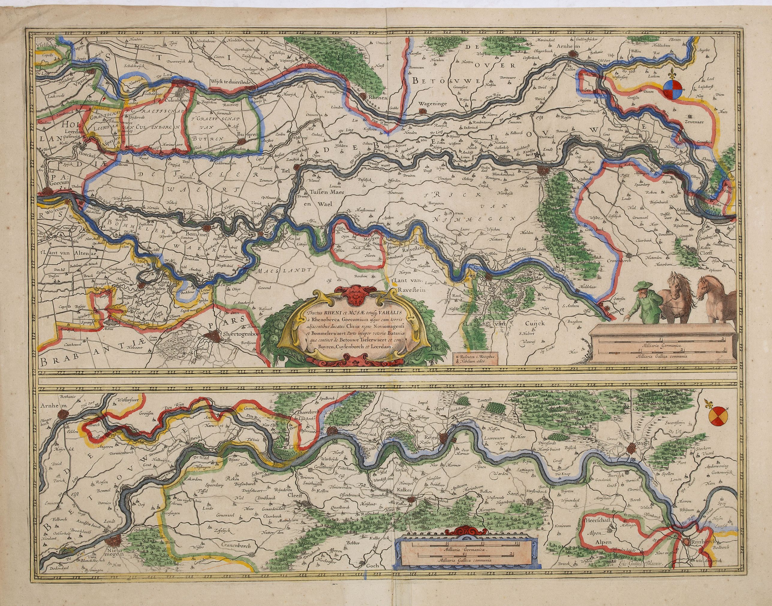 BLAEU, W., Tractus Rheni et Mosae totusq Vahalis., antique map, old maps