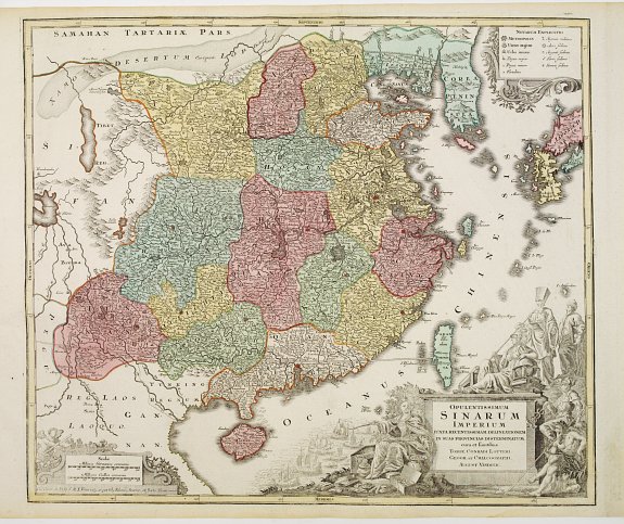 LOTTER, T.C., Opulentissimum Sinarum Imperium., antique map, old maps