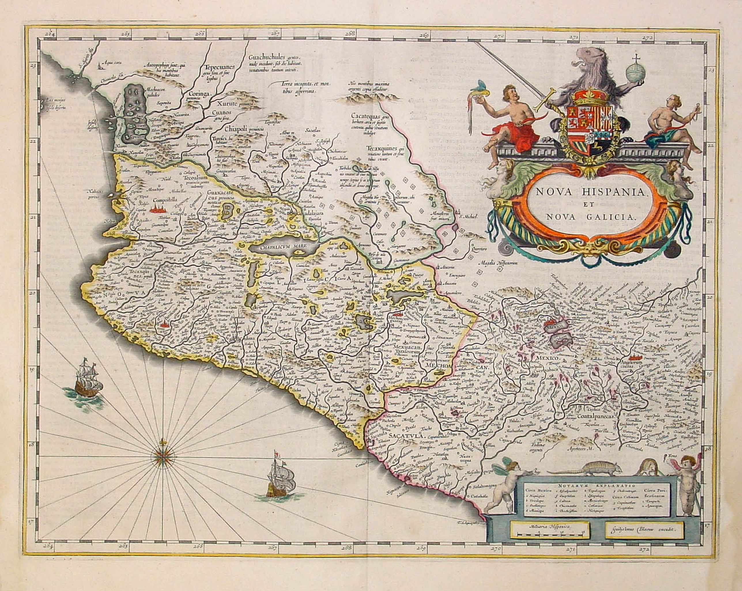 BLAEU, W., Nova Hispania et Nova Galicia., antique map, old maps