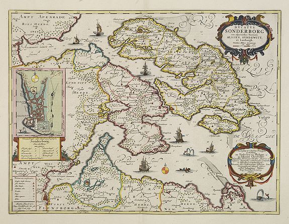 BLAEU, J., Ducatus Sonderborg cum adiacentibus Territoriis Alssen, Sundewitt, et Luxburgh., antique map, old maps