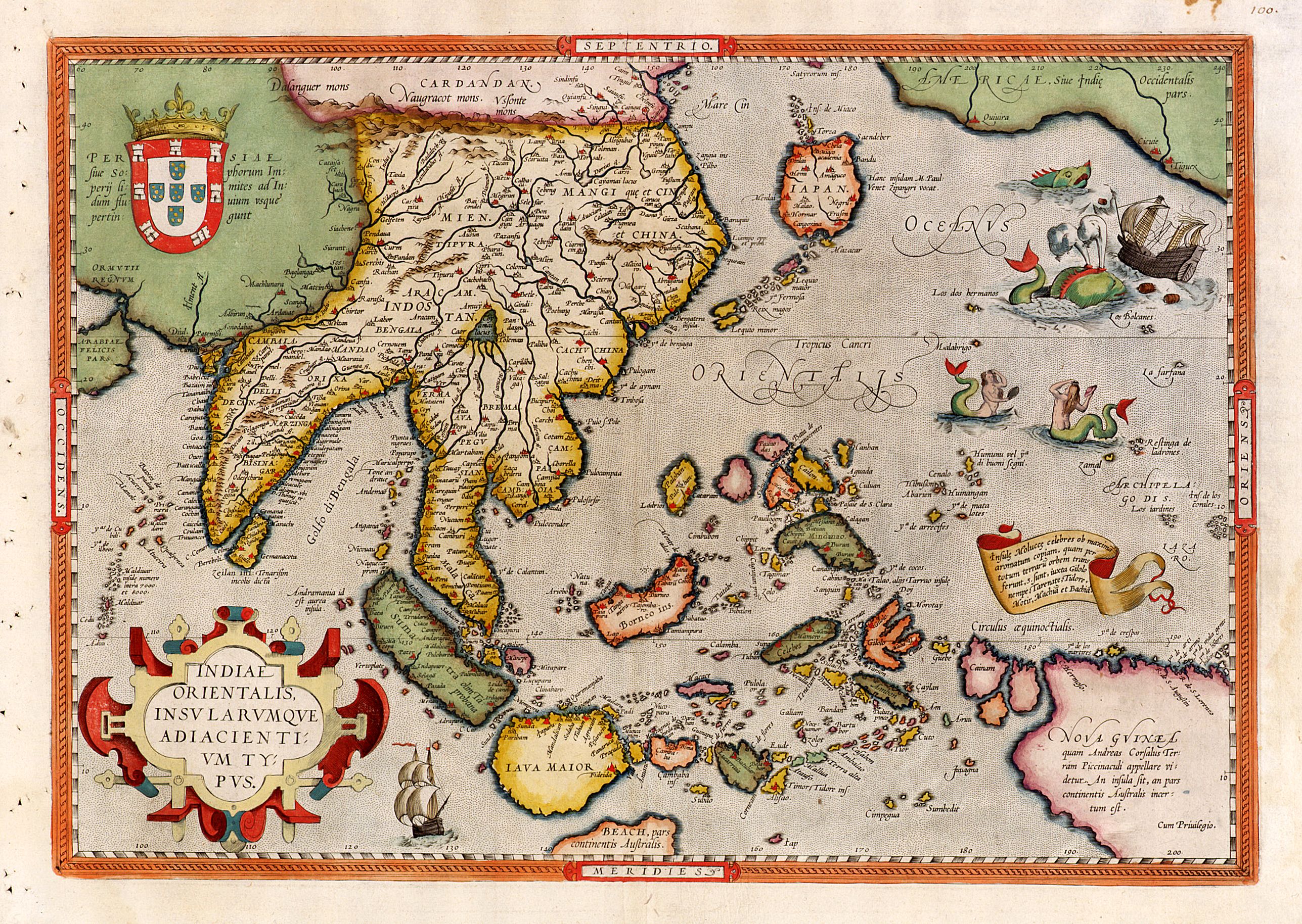 ORTELIUS,A., Indiae Orientalis Insularemque., antique map, old maps