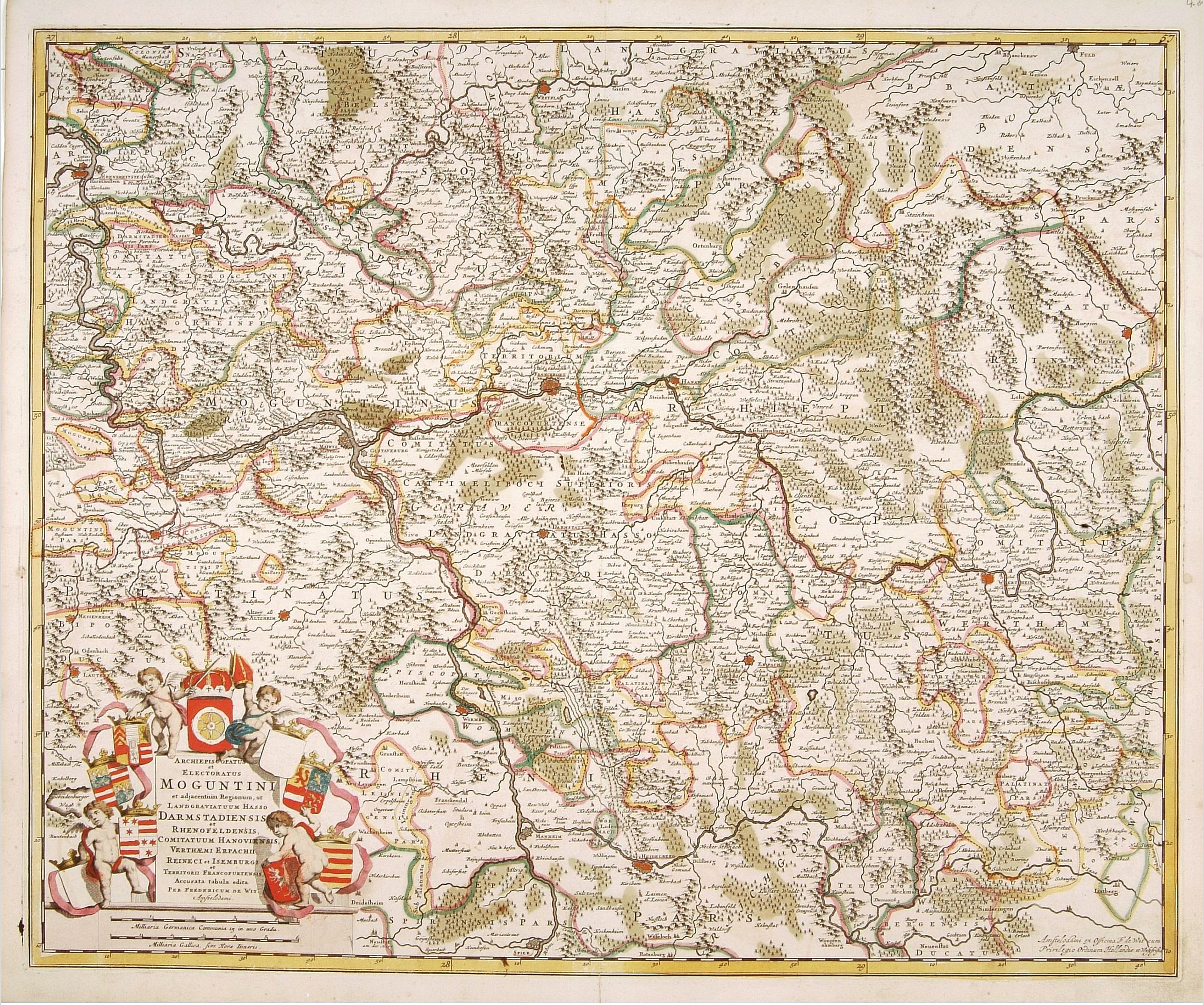 DE WIT, F., Archiepiscopatus et Electoratus Moguntini.., antique map, old maps