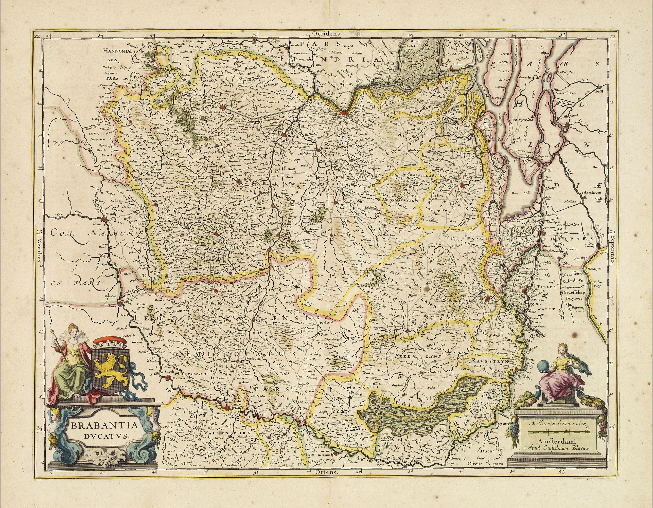 BLAEU, W., Brabantia Ducatus., antique map, old maps