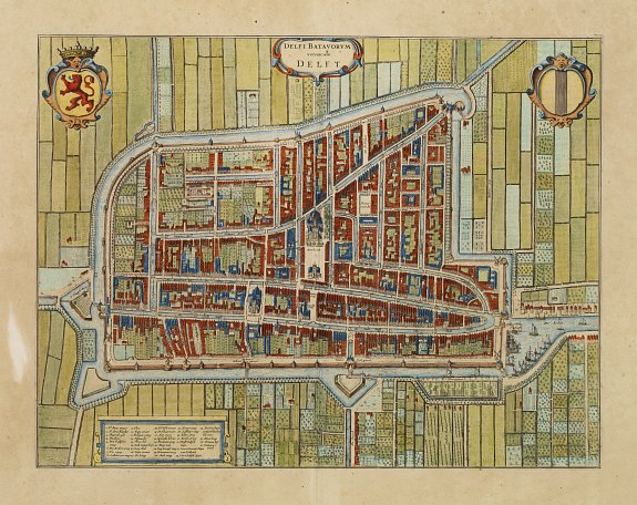 BLAEU, J., Delfi Batavorum vernacule Delft., antique map, old maps