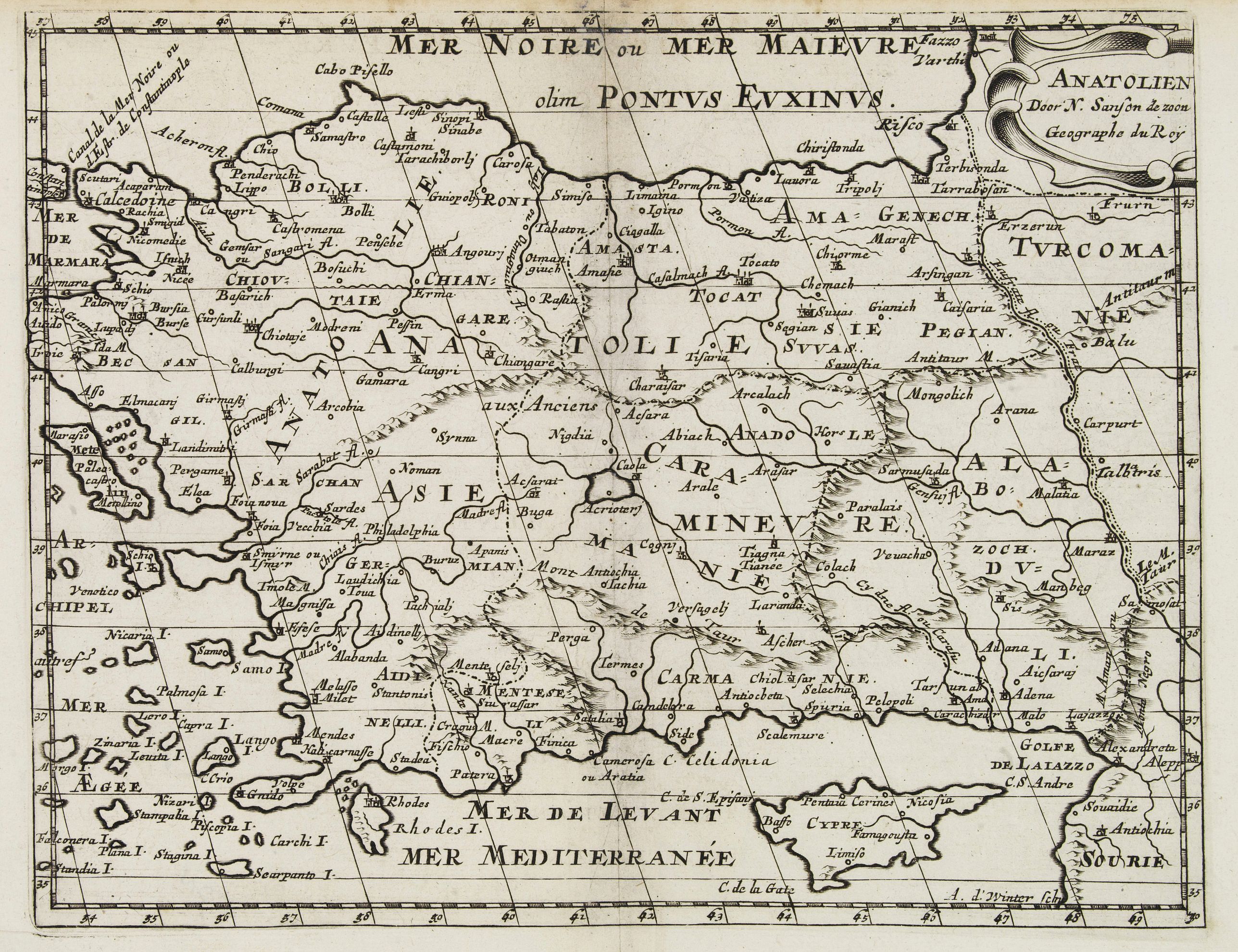 SANSON, N., Anatolien. (with Cyprus), antique map, old maps