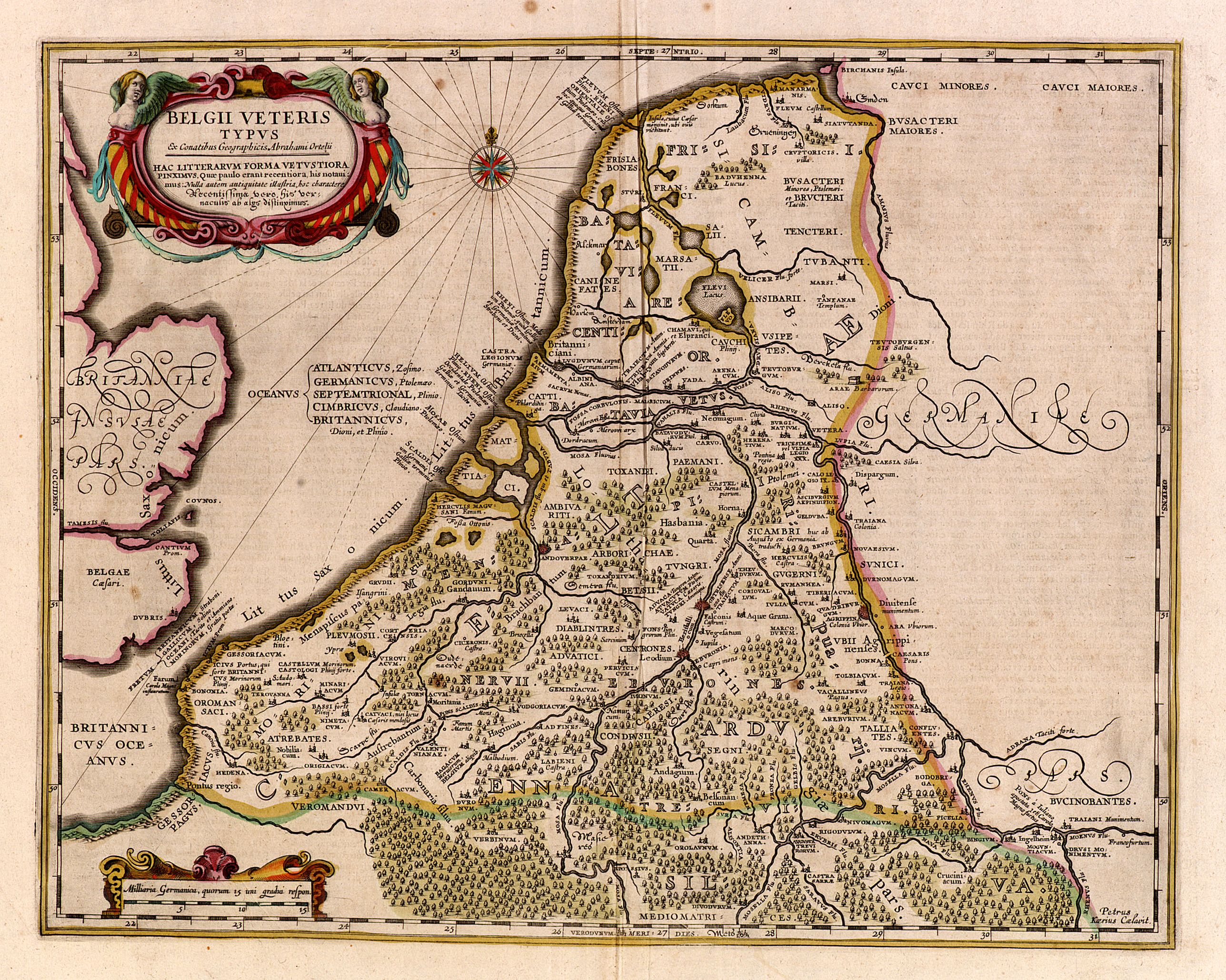 HONDIUS,H., Belgii Veteris Typus ex conatibus.., antique map, old maps