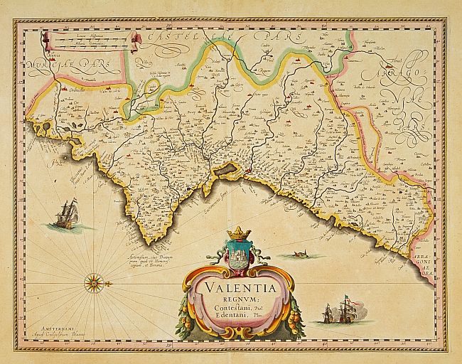 BLAEU, W., Valentia regnum Contestani, Ptol. Edentani, Plin., antique map, old maps