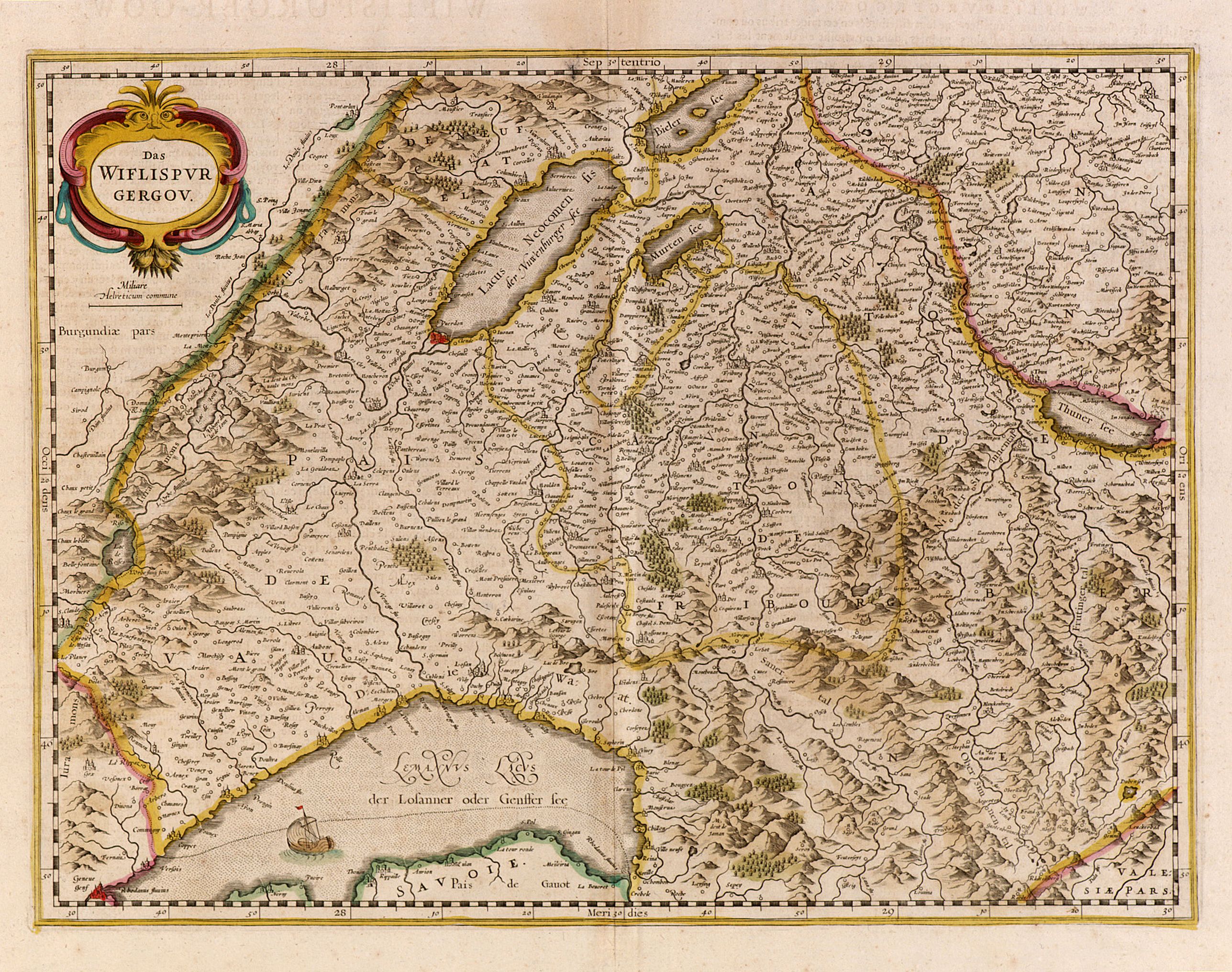 HONDIUS, H., Das Wiflispurgergow., antique map, old maps