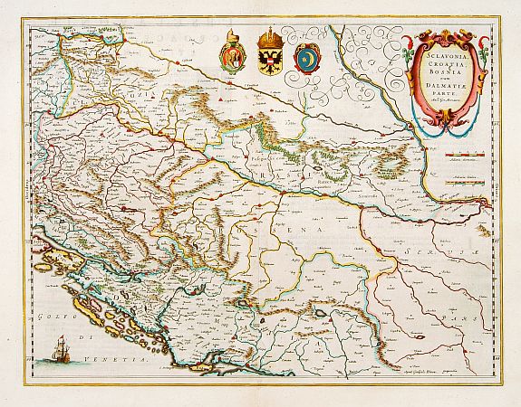 BLAEU, W., Sclavonia, Croatia cum Dalmatiae Parte., antique map, old maps