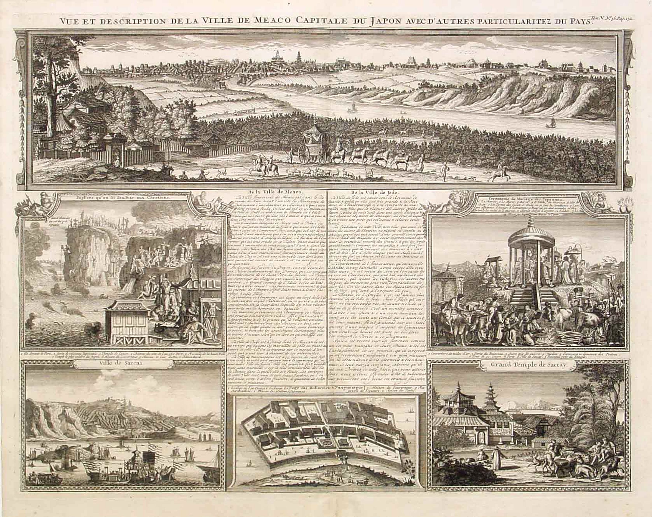 CHATELAIN, H., Vue et description de la Ville de Meaco Capitale du Japon.., antique map, old maps